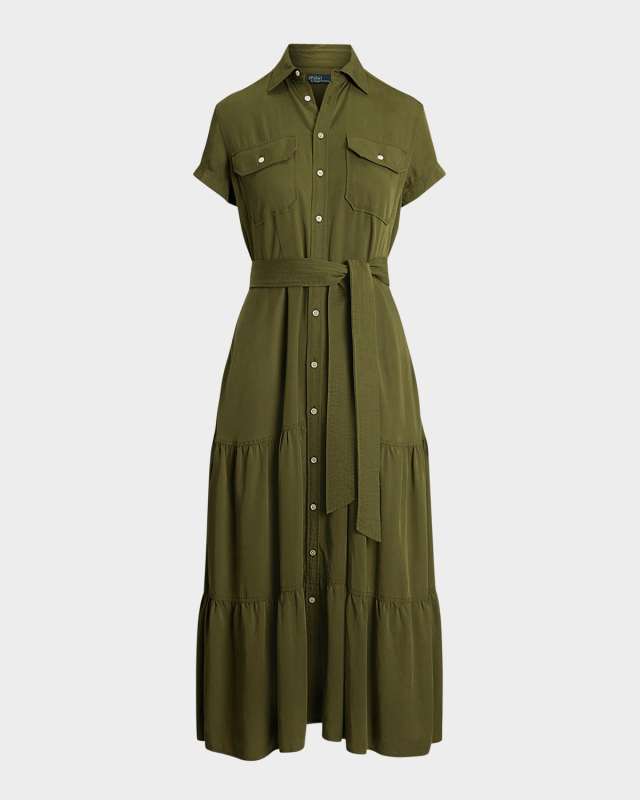 Belted Tiered Shirtdress
